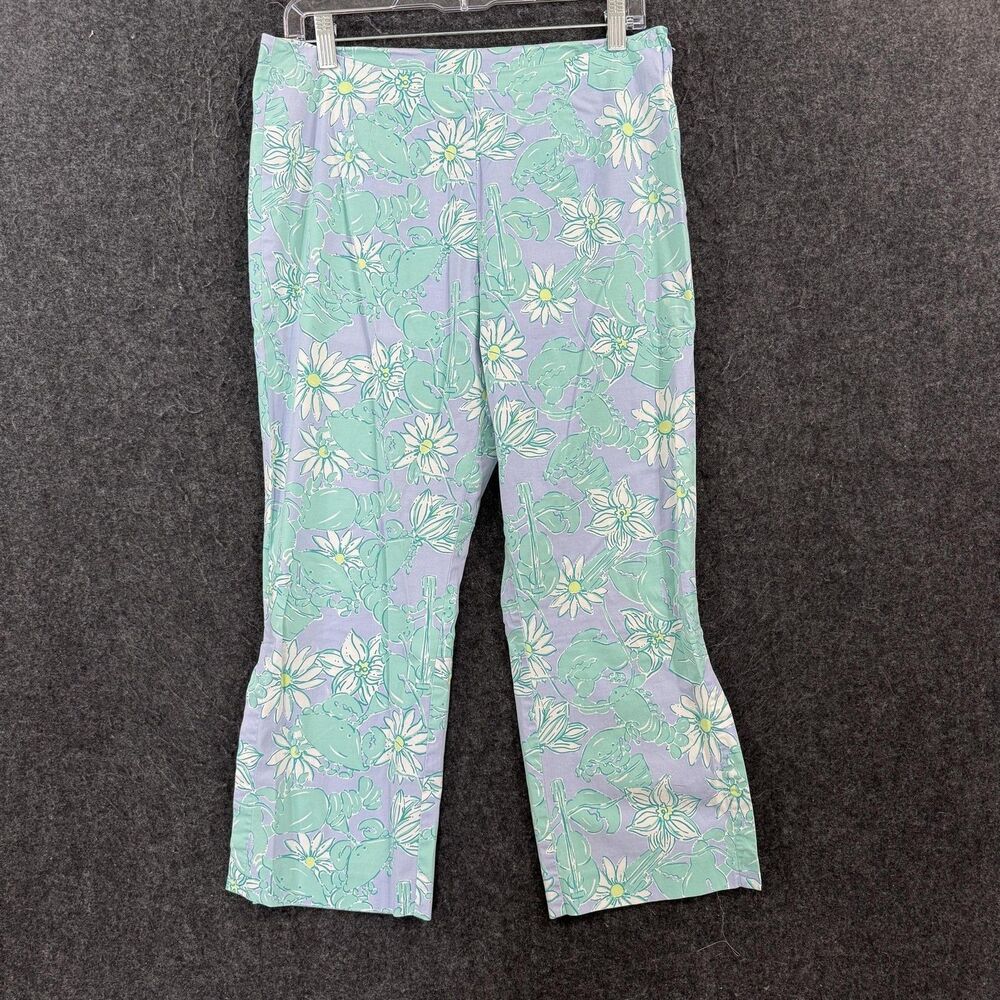 Vintage Lilly Pulitzer Pants Women's 6 Multicolor Crab Floral Twill Capri Crop